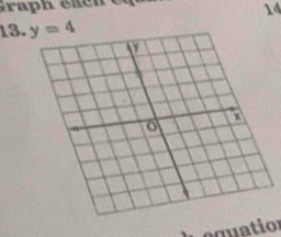 Graph éach e 
14 
13. y=4
equation