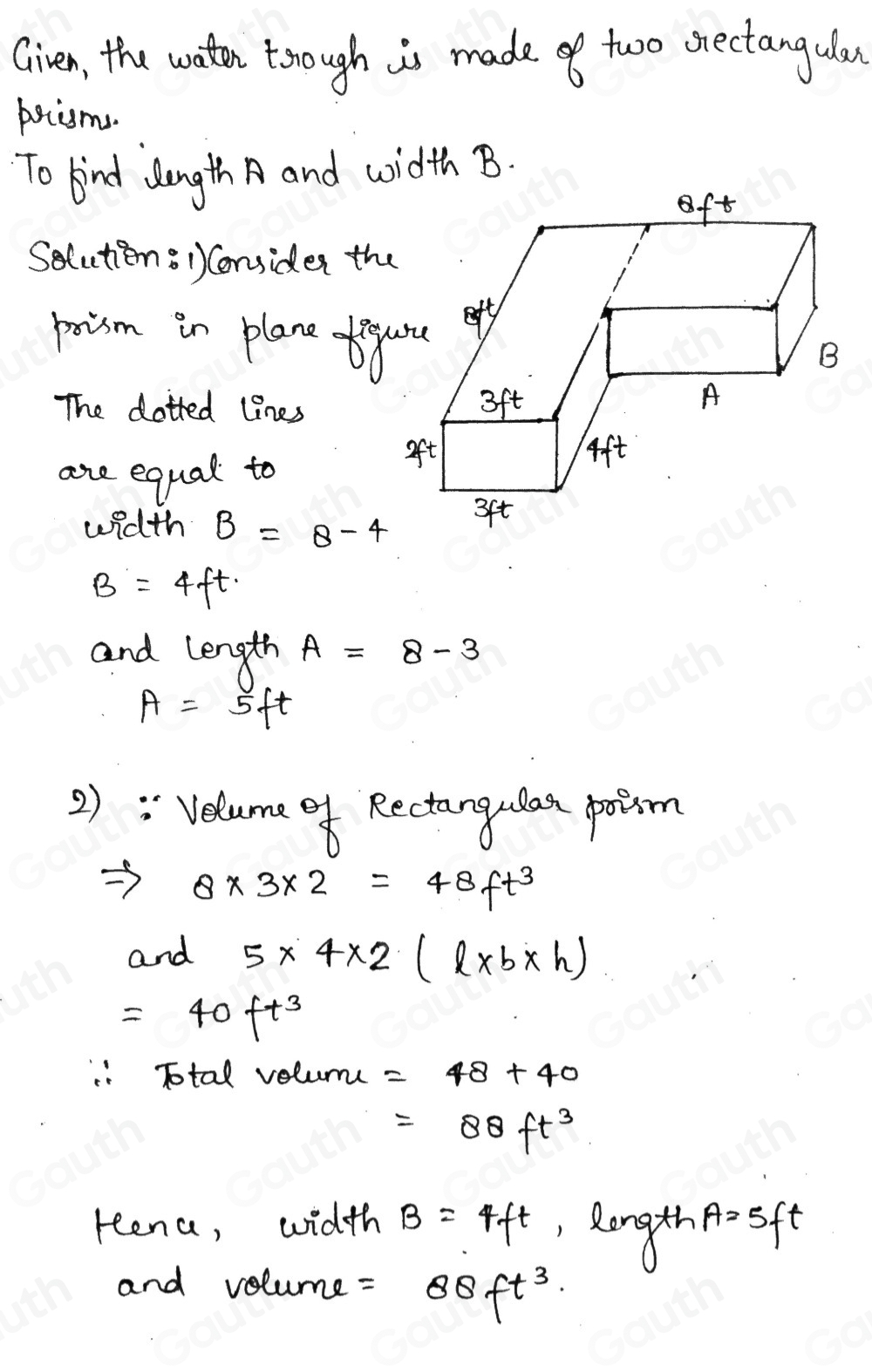 Solved: $. A farmer builds a water trough to fit a corner. The water ...