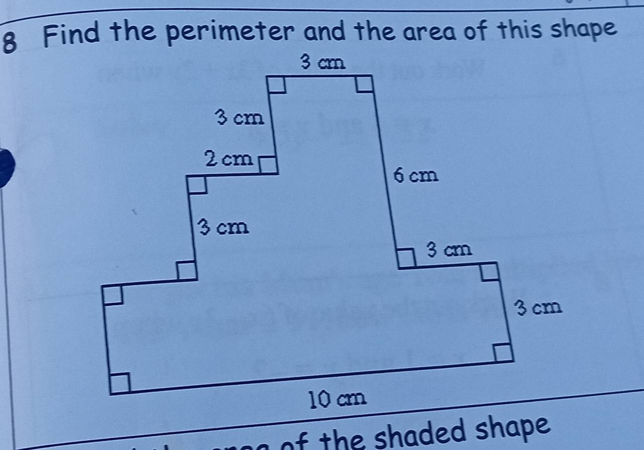 of the shaded shape