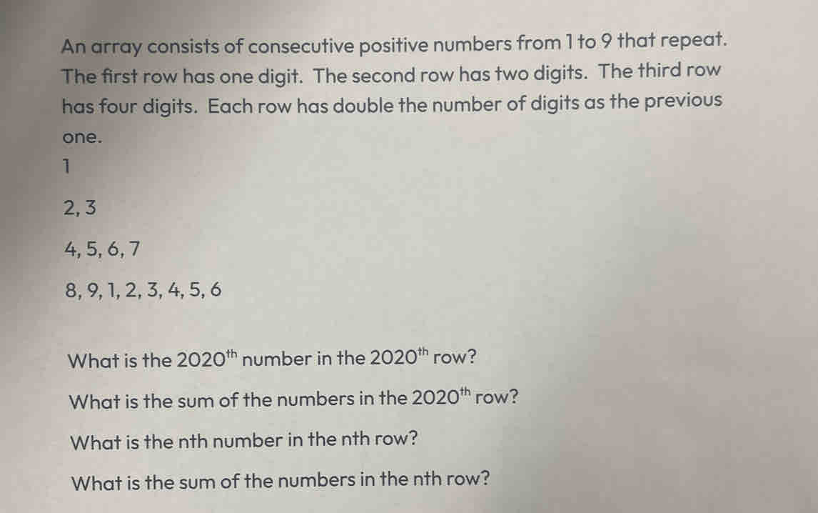 Solved: An array consists of consecutive positive numbers from 1 to 9 ...