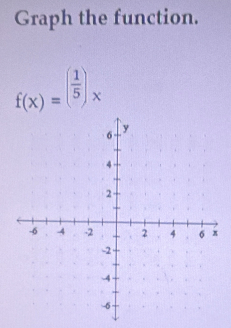 Graph the function.
f(x)=( 1/5 )_x