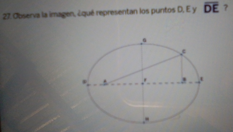 Observa la imagen, ¿qué representan los puntos D, E y overline DE ?