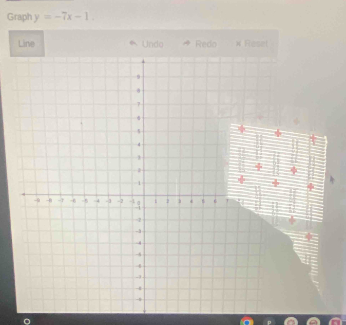 Graph y=-7x-1. 
Line Undo Redo × Resel