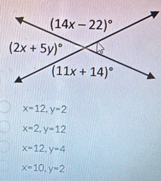 x=12,y=2
x=2,y=12
x=12,y=4
x=10,y=2