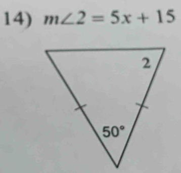 m∠ 2=5x+15