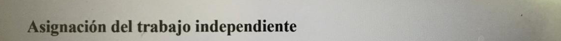 Asignación del trabajo independiente