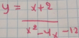 y= (x+2)/x^2-4x-12 