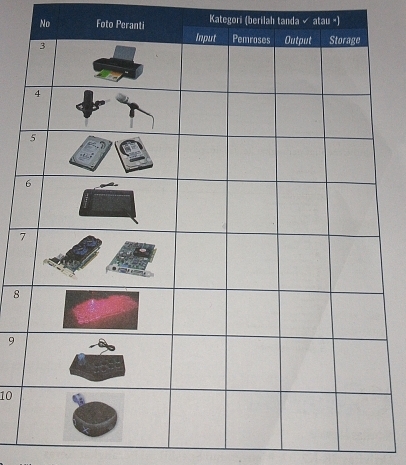 No Foto Pe Kategori (berilah tanda √ atau ")
7
8
9
10