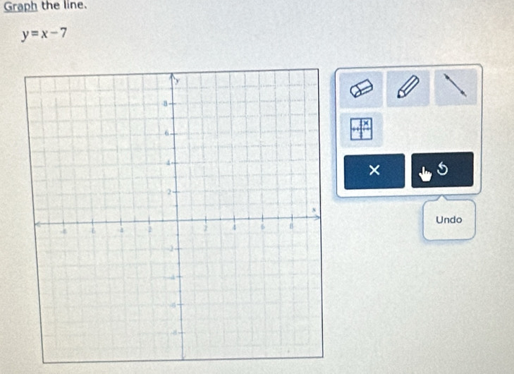 Graph the line.
y=x-7
× 
Undo