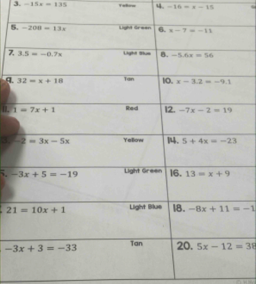 -15x=135 4. -16=x-15
5
7
q.
II. 
3. 
5.