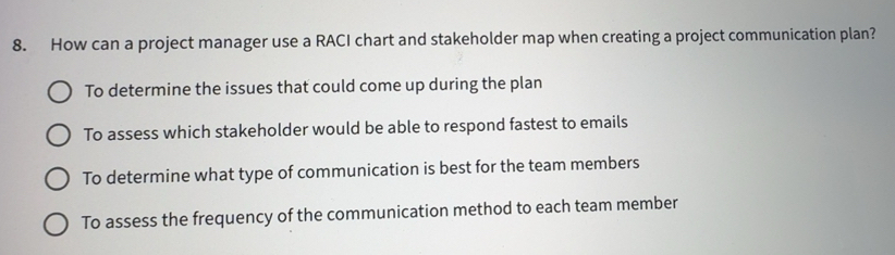 Solved: How can a project manager use a RACI chart and stakeholder map ...