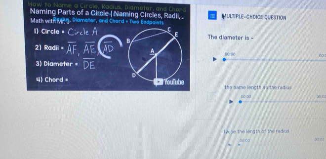Solved: How to Name a Circle, Radius, Diameter, and Chord Naming Parts ...