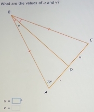 What are the values of u and v?
u=□°
v=□