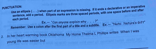 Solved: PUNCTUATION: Use an ellipsis ( . . . ) when part of an ...