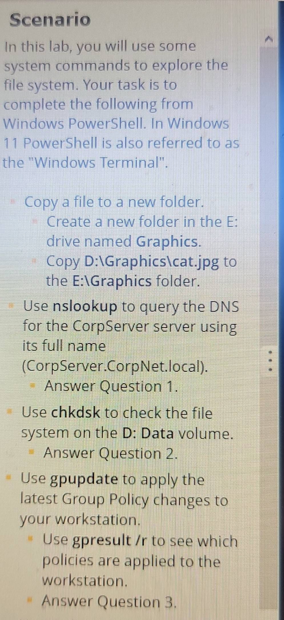 Solved: Scenario In this lab, you will use some system commands to ...