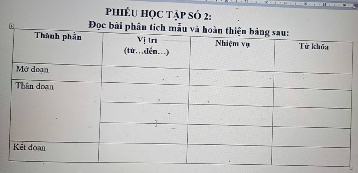 PHIÉU HỌC TẠP Số 2: