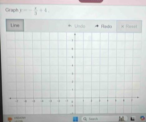 Graph y=- x/3 +4. 
USD/CNY 
Search