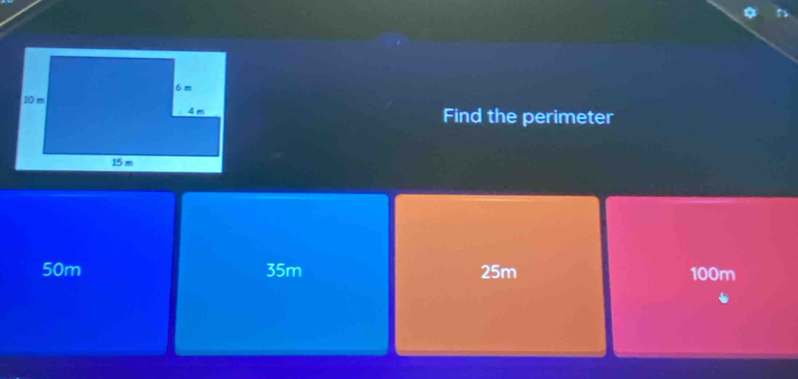 Find the perimeter
50m 35m 25m 100m