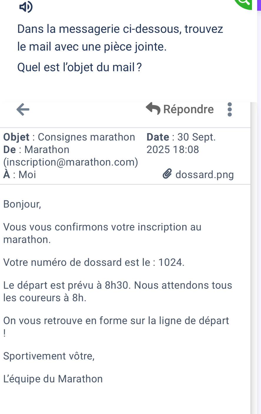 Résolu :Dans la messagerie ci-dessous, trouvez le mail avec une pièce ...