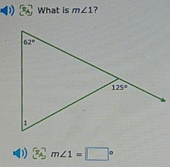 What is m∠ 1 ?
x_A,m∠ 1=□°