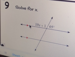 Solve for x.
Sheet1