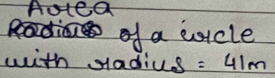 Aotea 
of a cocle 
with sadius =41m