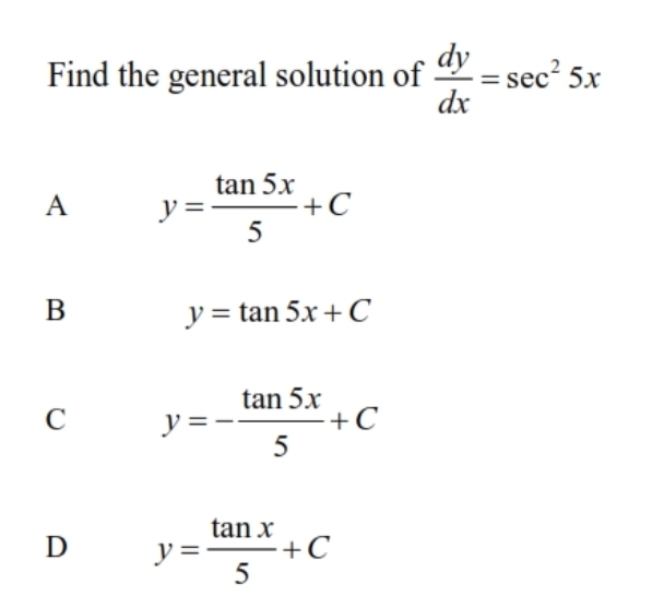 Find the general solution of  dy/dx =sec^25x