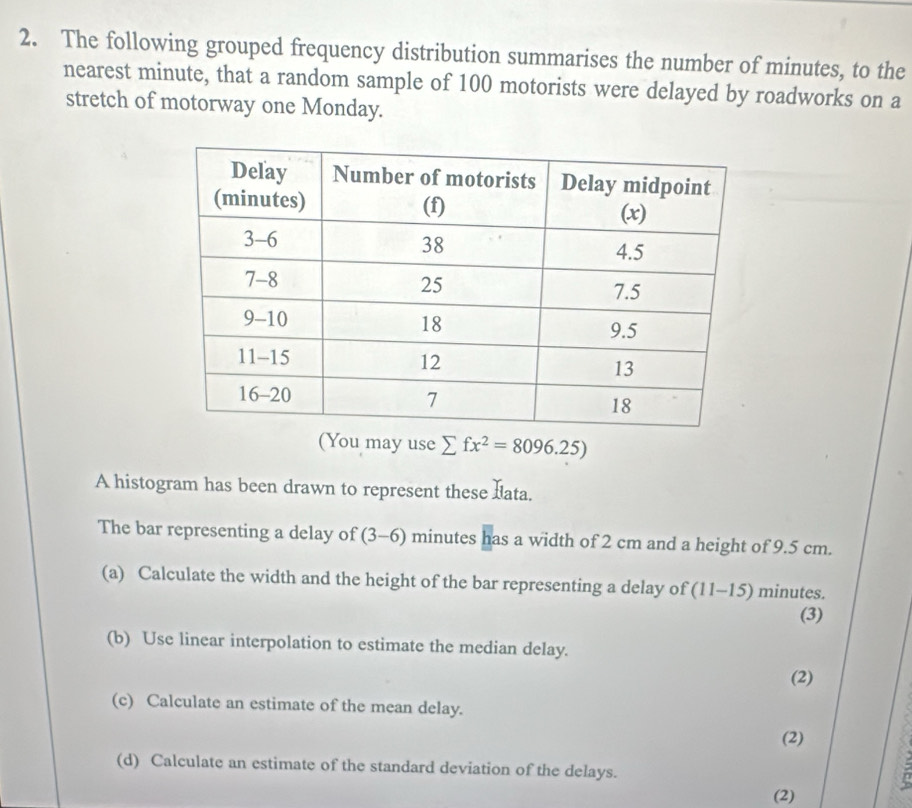 تم الحل:The following grouped frequency distribution summarises the ...