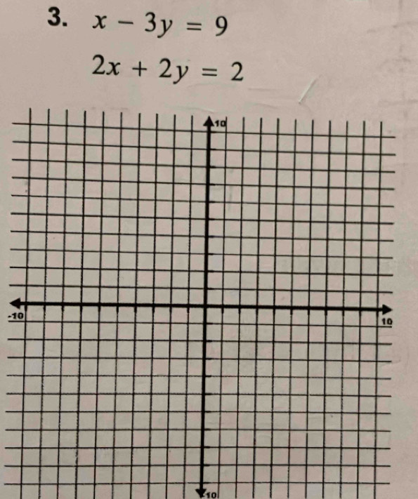 x-3y=9
2x+2y=2
-10
1ol