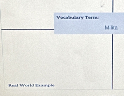 Vocabulary Term: 
Milita 
Real World Example