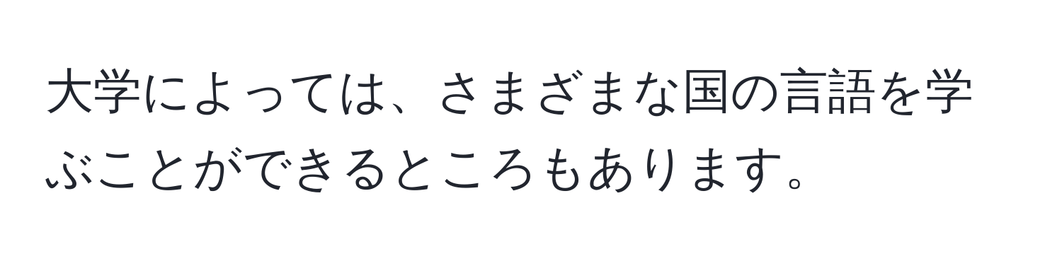 大学によっては、さまざまな国の言語を学ぶことができるところもあります。