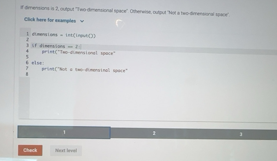 Solved: If dimensions is 2, output 