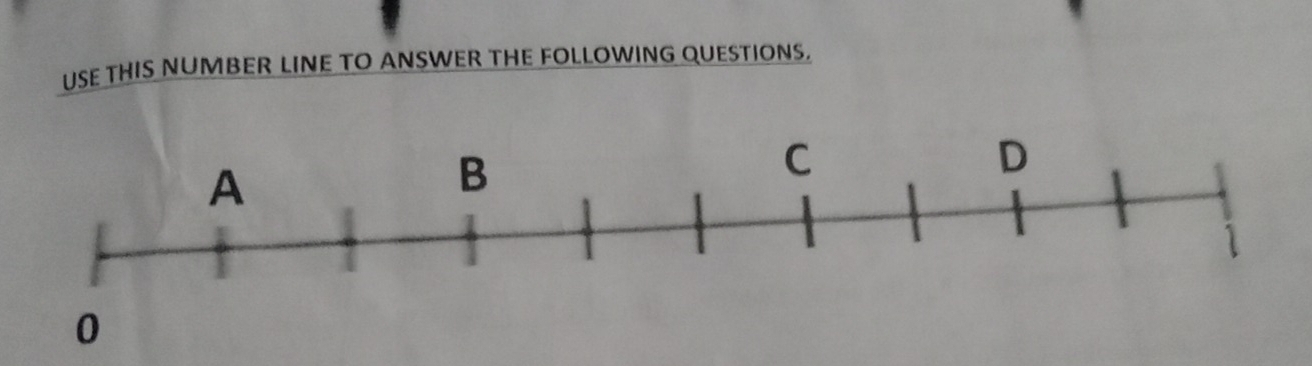 USE THIS NUMBER LINE TO ANSWER THE FOLLOWING QUESTIONS.