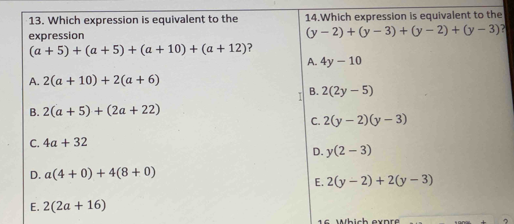 2
16 Which expre 7