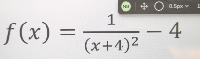 NB 0.5px 1
f(x)=frac 1(x+4)^2-4