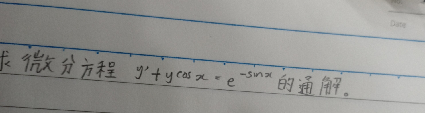 y'+ycos x=e^(-sin x).