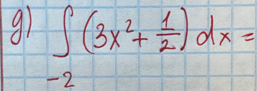 91 ∈t _-2(3x^2+ 1/2 )dx=