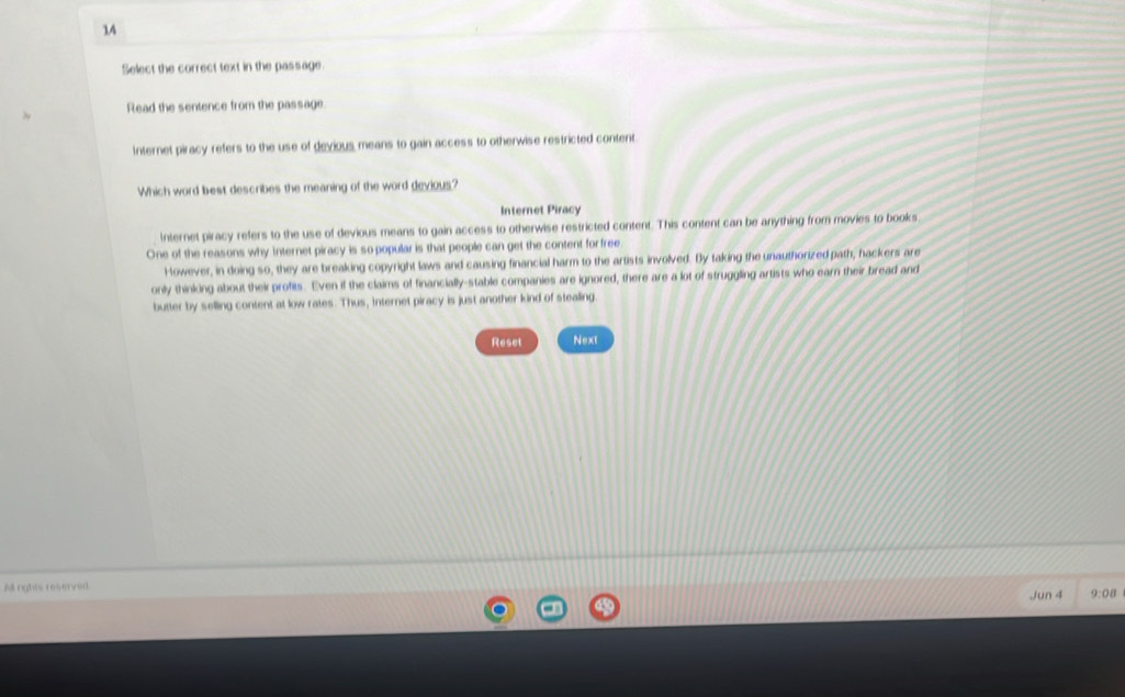 Solved: Select the correct text in the passage Read the sentence from ...