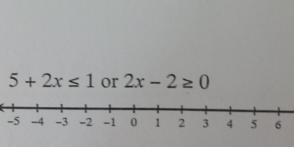 5+2x≤ 1 or 2x-2≥ 0