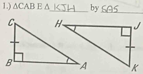 1.) △ CAB E △_  by 
_