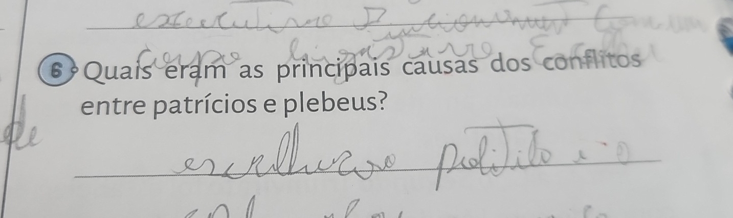 Quais eram as principais causas dos conflitos 
entre patrícios e plebeus? 
_ 
_