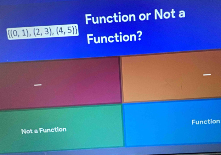 Function or Not a
 (0,1),(2,3),(4,5)
Function? 
n