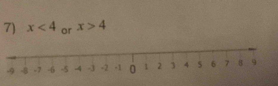 x<4</tex> or x>4