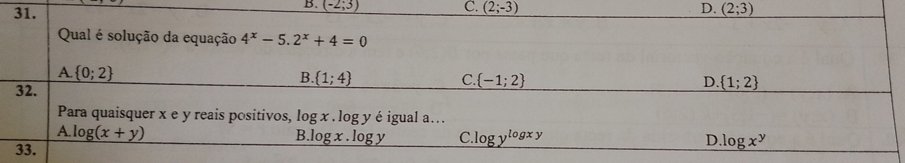 B. (-2;3) C. (2;-3) D.