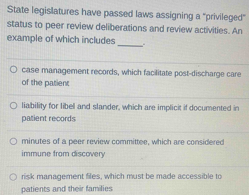 Solved: State legislatures have passed laws assigning a “privileged ...