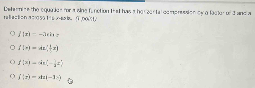 Solved: Determine the equation for a sine function that has a ...