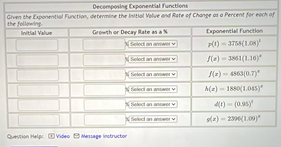 Decomposing Exponential Functions
f