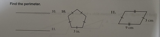 Find the perimeter. 
_10. 10.11. 
_11.