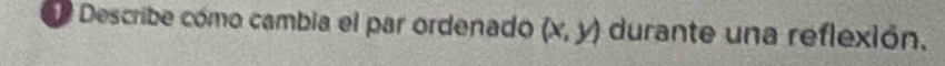 Describe cómo cambia el par ordenado (x,y) durante una reflexión.