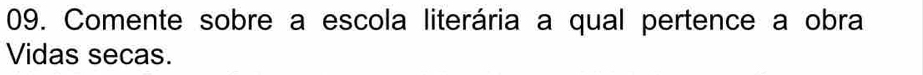 Comente sobre a escola literária a qual pertence a obra 
Vidas secas.